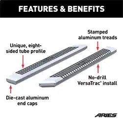 ARIES 2055875 - AdvantEDGE 5-1/2 x 75 Chrome Aluminum Side Bars (No Brackets)