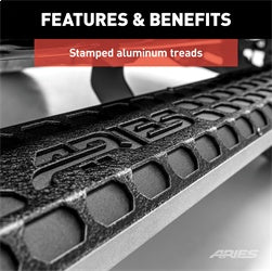 ARIES 2055953 - AdvantEDGE 5-1/2 x 53 Black Aluminum Side Bars (No Brackets)