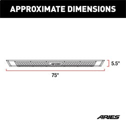 ARIES 2055975 - AdvantEDGE 5-1/2 x 75 Black Aluminum Side Bars (No Brackets)