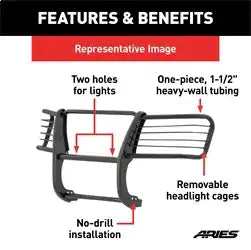ARIES 2059 - Black Steel Grille Guard, Select Toyota FJ Cruiser