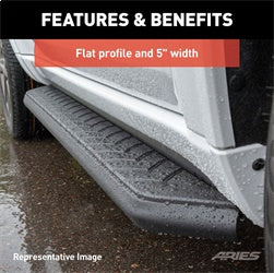 ARIES 2061004 - AeroTread 5 x 76 Black Stainless Running Boards, Select Cadillac, Chevy, GMC