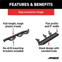 ARIES 2061011 - AeroTread 5 x 70 Black Stainless Running Boards, Select Nissan Pathfinder