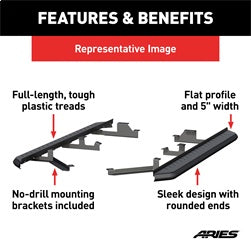 ARIES 2061038 - AeroTread 5 x 73 Black Stainless Running Boards, Select Nissan Pathfinder