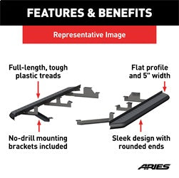 ARIES 2061040 - AeroTread 5 x 73 Black Stainless Running Boards, Select Ford Explorer