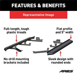 ARIES 2061041 - AeroTread 5 x 73 Black Stainless Running Boards, Select Chevrolet Blazer