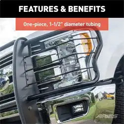 ARIES 2068 - 1-1/2-Inch Black Steel Grille Guard, No-Drill, Select Toyota Tacoma