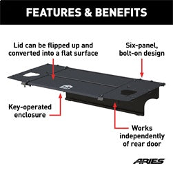 ARIES 2070465 - Black Aluminum Security Cargo Lid, Select Jeep JK Unlimited