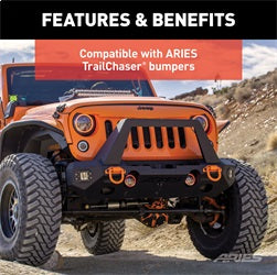 ARIES 2081101 - TrailChaser Jeep Wrangler Aluminum Front Bumper Angular Brush Guard