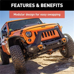 ARIES 2081205 - TrailChaser Jeep Wrangler, Gladiator Aluminum Front Bumper Corners with LEDs