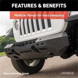 ARIES 2082052 - TrailChaser Jeep Wrangler JK Aluminum Front Bumper (Option 6)