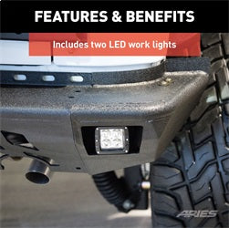 ARIES 2082061 - TrailChaser Jeep Wrangler JK Aluminum Rear Bumper with LED Lights