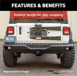 ARIES 2082080 - TrailChaser Black Steel Jeep Wrangler JL Rear Bumper