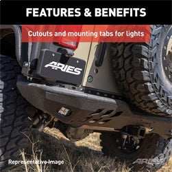 ARIES 2082080 - TrailChaser Black Steel Jeep Wrangler JL Rear Bumper