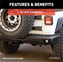 ARIES 2082080 - TrailChaser Black Steel Jeep Wrangler JL Rear Bumper