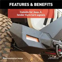 ARIES 2082088 - TrailChaser Jeep Wrangler JL, Gladiator Steel Front Bumper (Option 8)