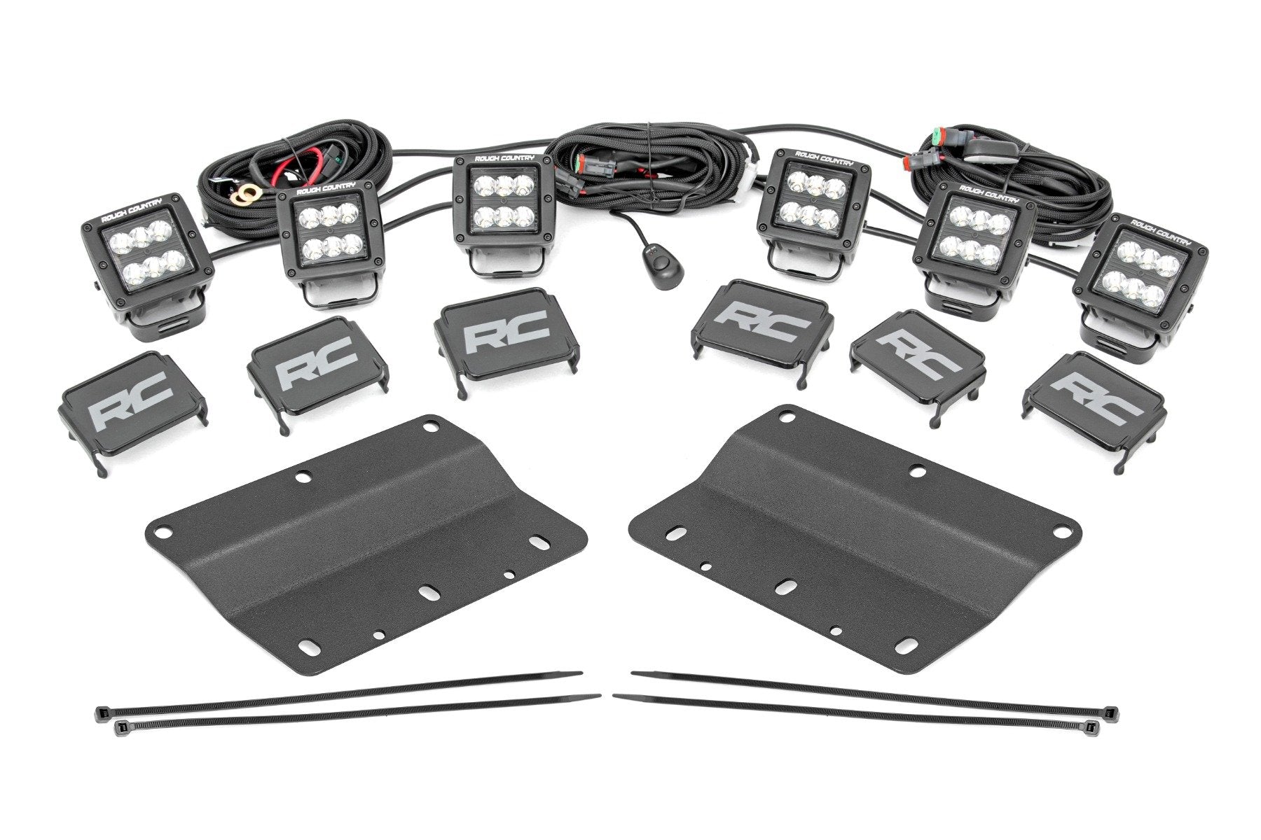 LED Light Kit | Fog Mount | Triple 2" Black Pair | Spot | Ford Bronco (21-26)
