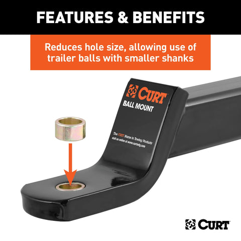 CURT 21100 Trailer Ball Reducer Bushing (From 1 to 3/4 Stem)
