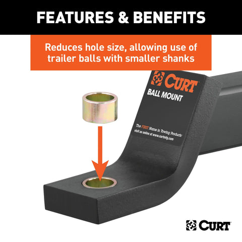 CURT 21200 Trailer Ball Reducer Bushing (From 1-1/4 to 1 Stem)