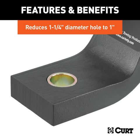 CURT 21200 Trailer Ball Reducer Bushing (From 1-1/4 to 1 Stem)