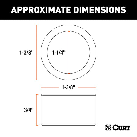 CURT 21300 - Trailer Ball Reducer Bushing (From 1-3/8in. to 1-1/4in. Stem)