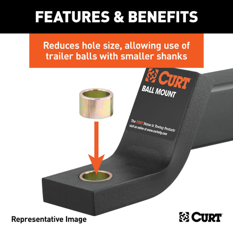 CURT 21300 - Trailer Ball Reducer Bushing (From 1-3/8in. to 1-1/4in. Stem)