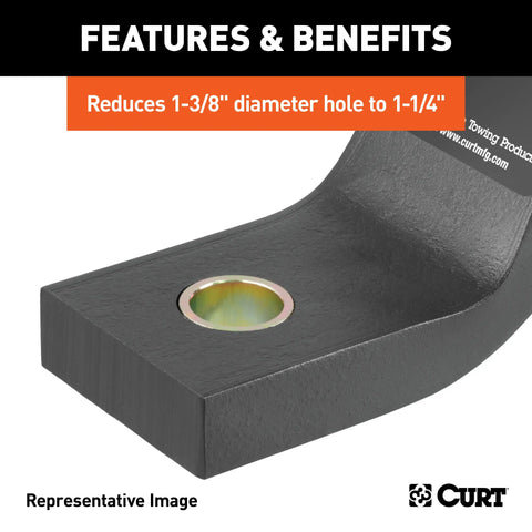 CURT 21300 - Trailer Ball Reducer Bushing (From 1-3/8in. to 1-1/4in. Stem)