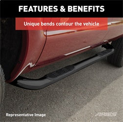 ARIES 215045 - 3 Round Black Stainless Side Bars, Select Ram 1500