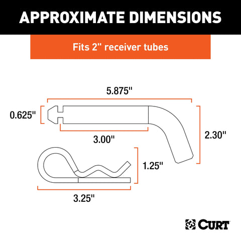 CURT 21504 5/8 Hitch Pin with Groove (2 Receiver, Zinc)