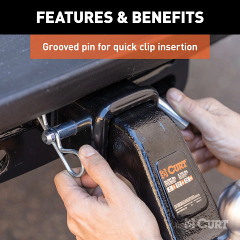 CURT 21506 - Heavy-Duty 5/8in. Hitch Pin with Groove (2-1/2in. or 3in. Receiver Zinc Packag