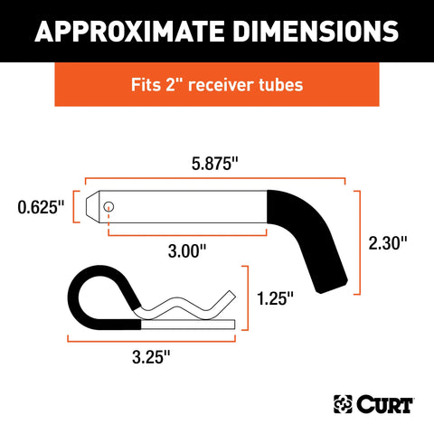 CURT 21511 5/8 Hitch Pin (2 Receiver, Zinc with Rubber Grip, Packaged)