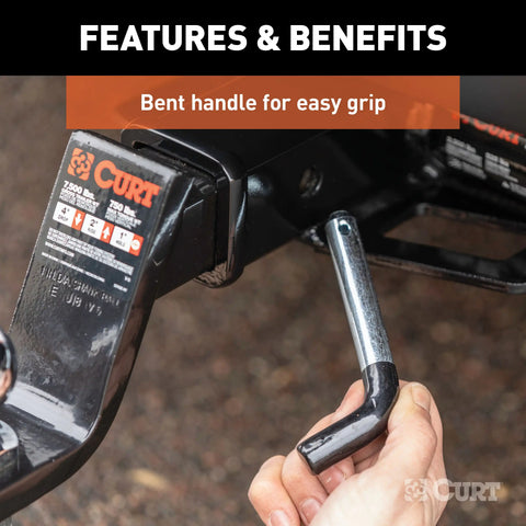 CURT 21511 5/8 Hitch Pin (2 Receiver, Zinc with Rubber Grip, Packaged)