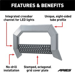 ARIES 2153002 - AdvantEDGE 5-1/2 Chrome Aluminum Bull Bar, Select Ford F250, F350, F450, F550