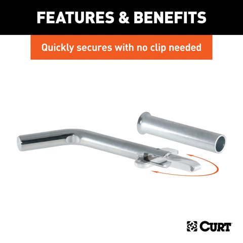 CURT 21561 - 1/2in. Swivel Hitch Pin with 5/8in. Adapter (1-1/4in. or 2in. Receiver Zinc Pa
