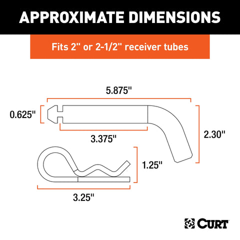 CURT 21582 - 5/8in. Hitch Pin with Groove (2in. or 2-1/2in. Receiver Zinc)