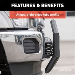 ARIES 2163102 - AdvantEDGE 5-1/2 Black Aluminum Bull Bar with Lights, Select Ford Super Duty