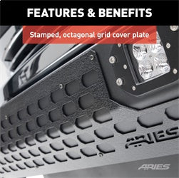 ARIES 2164100 - AdvantEDGE 5-1/2 Black Aluminum Bull Bar with Lights, Select Silverado, Sierra