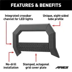 ARIES 2165001 - AdvantEDGE 5-1/2 Black Aluminum Bull Bar, Select Dodge, Ram 2500, 3500