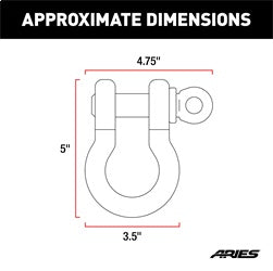 ARIES 2166071 - Heavy-Duty Bolt-On Tow Hooks D-Ring Shackles, 12,500 lbs Capacity