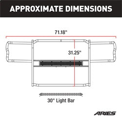 ARIES 2170001 - Pro Series Black Steel Grille Guard with Light Bar, Select Toyota Tacoma