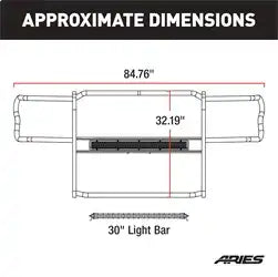 ARIES 2170026 - Pro Series Black Steel Grille Guard with Light Bar, Select Dodge, Ram 2500, 3500