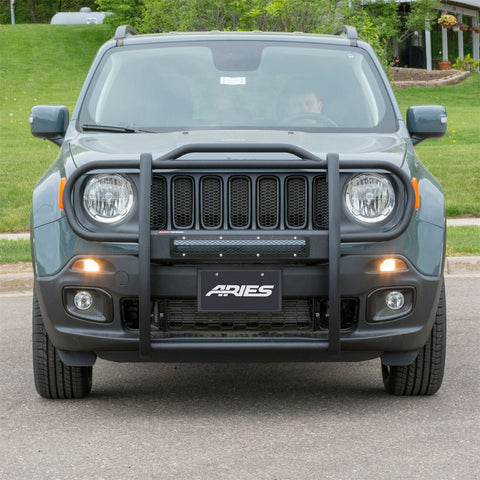 ARIES 2170031 - Pro Series Black Steel Grille Guard with Light Bar, Select Jeep Renegade