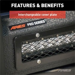 ARIES 2170032 - Pro Series Black Steel Grille Guard with Light Bar, Select Jeep JL, Gladiator