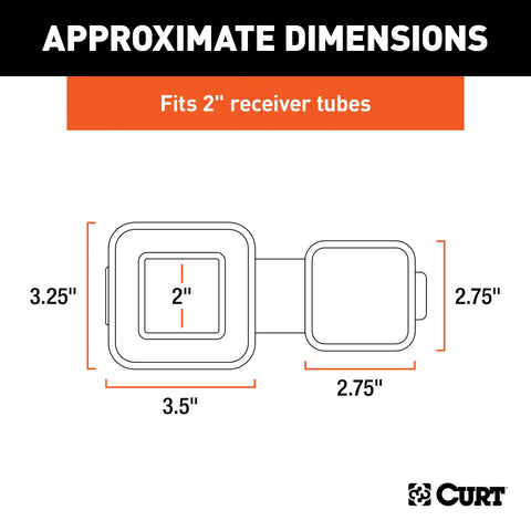 CURT 21728 2 Rubber Hitch Tube Cover with 4-Way Flat Holder (Packaged)