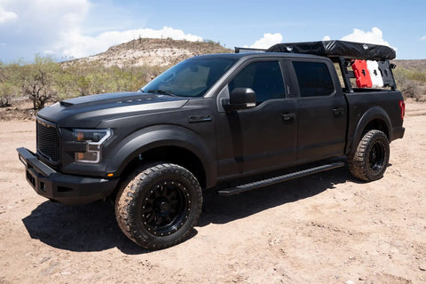 Raptor Series 2204-0133BT - 5 In OEM Style Full Tread Slide Track Running Boards Black Textured Aluminum 22-24 Toyota Tundra Double Cab