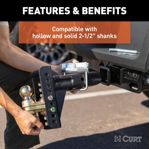 CURT 22320 No-Tool Anti-Rattle Hitch Clamp for 2-1/2 Receiver