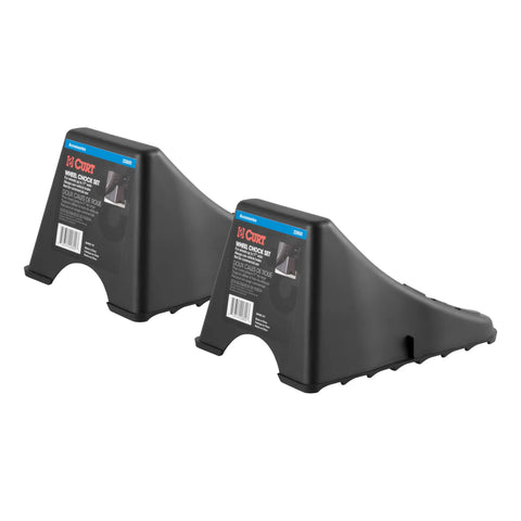 CURT 22800 Black Plastic Wheel Chocks, Vehicle, Trailer, Truck, RV, 2-Pack