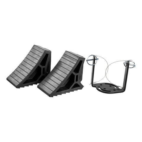 CURT 22802 - HD Wheel Chocks 2-Pack with Mounting Bracket