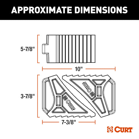 CURT 22802 - HD Wheel Chocks 2-Pack with Mounting Bracket