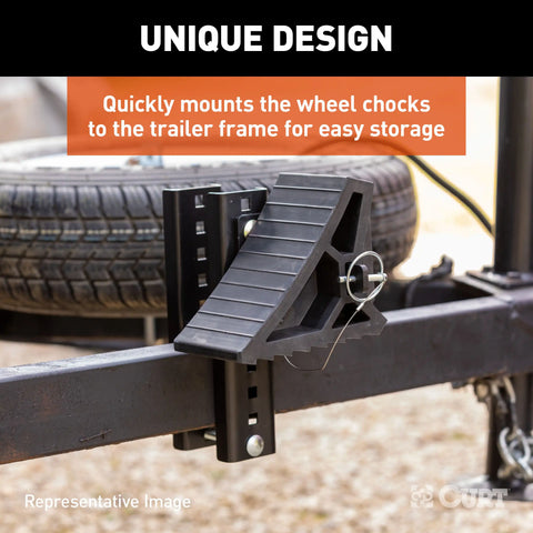 CURT 22803 - HD Wheel Chock with Mounting Bracket