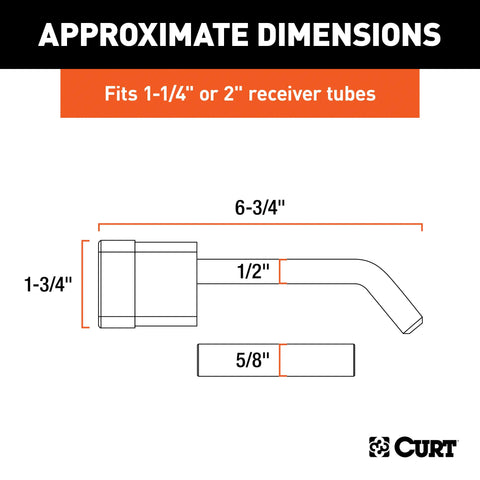 CURT 23024 1/2 Hitch Lock with 5/8 Adapter (1-1/4 or 2 Receiver, Deadbolt, Chrome)